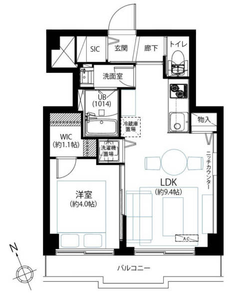 下高井戸ハイツ402間取（1LDK）