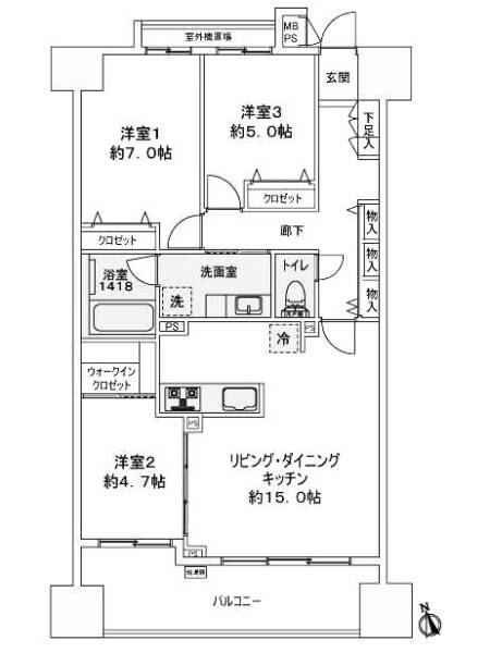 アルシオン東大島204間取図