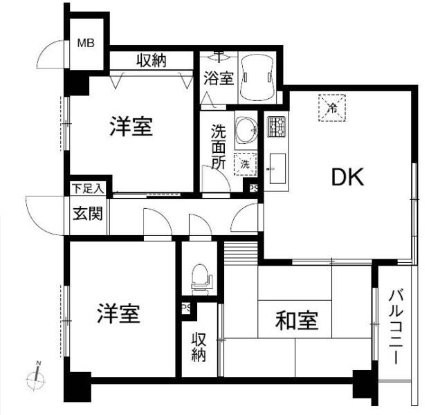 セザール第２竹ノ塚414間取（3DK）