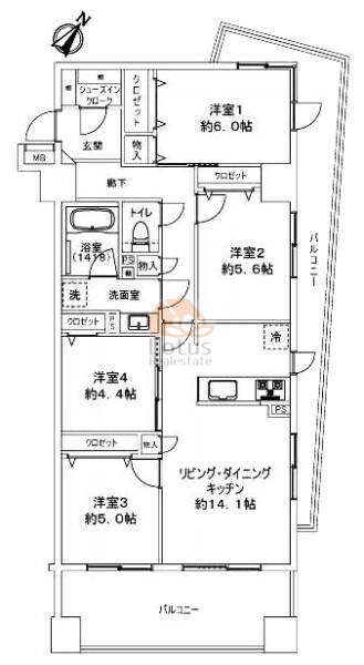 ジェイパーク赤羽1304間取図