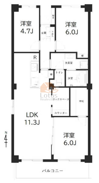 サンシティ1408間取（3LDK）