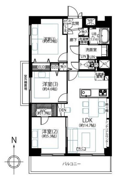 上石神井ビューハイツ401間取図