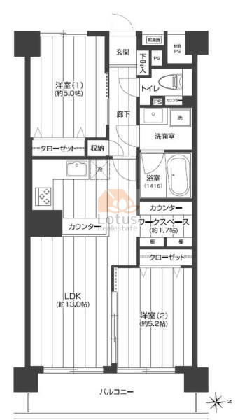 日商岩井東品川マンション212間取図