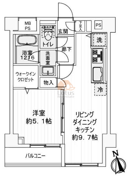 ライオンズマンション日暮里第２503間取（1LDK）