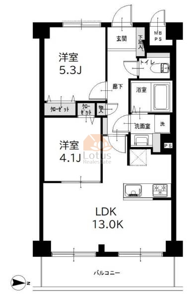 ライオンズマンション小岩第５413間取（2LDK）