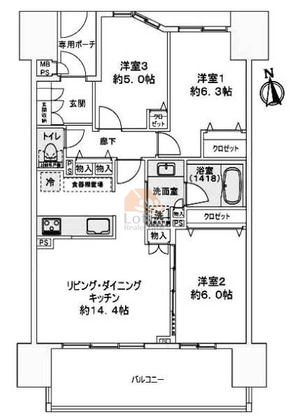 ライオンズ東大島リバーフィールド804間取図
