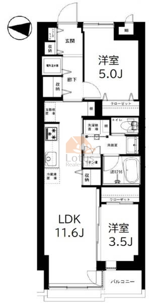 ライオンズマンション亀戸1002間取（2LDK）