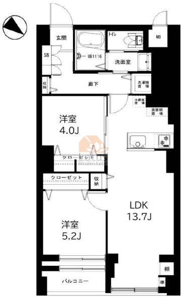 桜台ハイライズ402間取（2LDK）