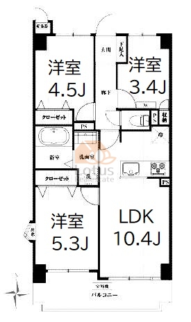 ニックガーデンステイツ白鳥4階間取（3LDK）