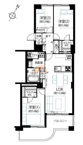 コンテ西葛西1006間取（3LDK）