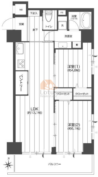 ドルミ錦糸町長谷川ビル202間取（2LDK）