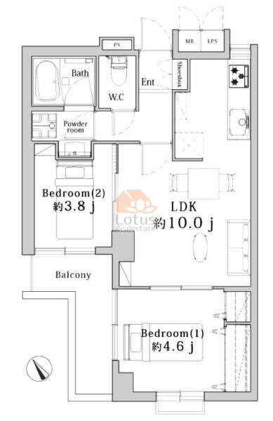 モナークマンション松庵303間取（2LDK）