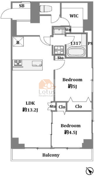 第２８宮庭マンション603間取（2LDK）