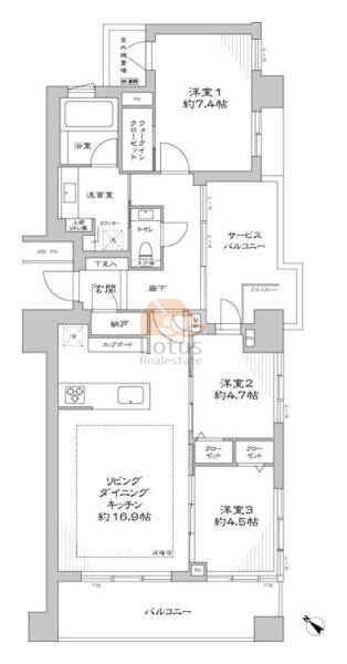 プラウド赤坂204間取（3LDK）