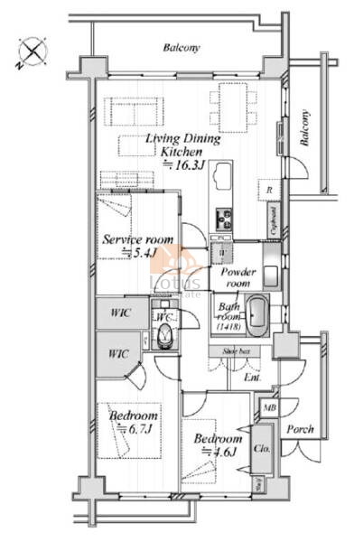 パロス祐天寺205の間取（2SLDK）