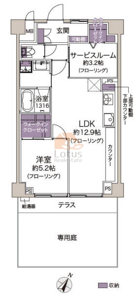 シャンボール白金104間取（1SLDK）