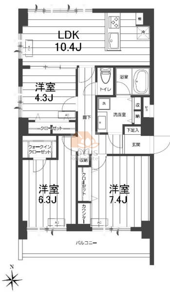 ニューハイツ中川204間取図