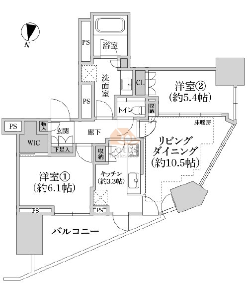 プラウドタワー東池袋ステーションアリーナ3201間取図