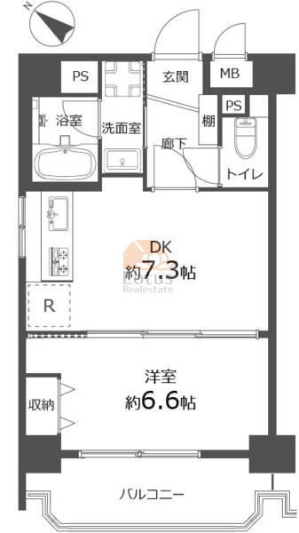 中銀第二音羽マンシオン1104の間取（1DK）