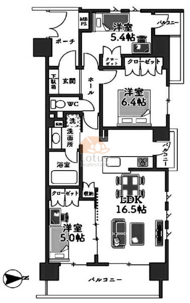 クリオ見沼代親水公園5階間取図