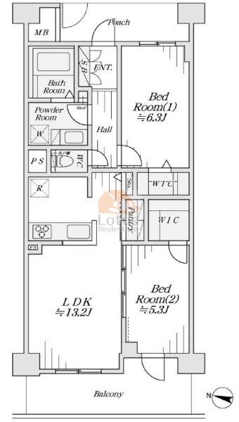 イニシア蓮根303間取図