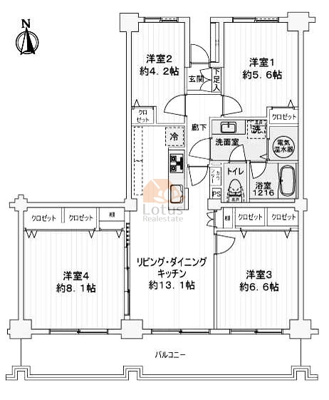 小豆沢パークファミリア809間取（4LDK）