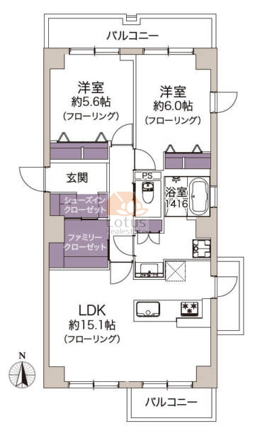 ステラスイート玉川田園調布201間取（2LDK）