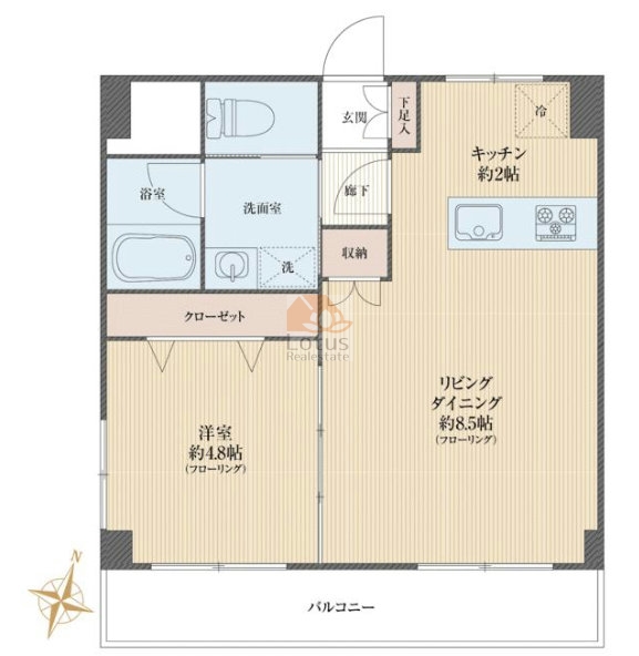 マンション弦巻204の間取（1LDK）