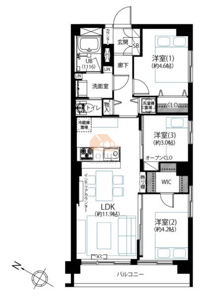 本郷春日マンション301の間取（3LDK）