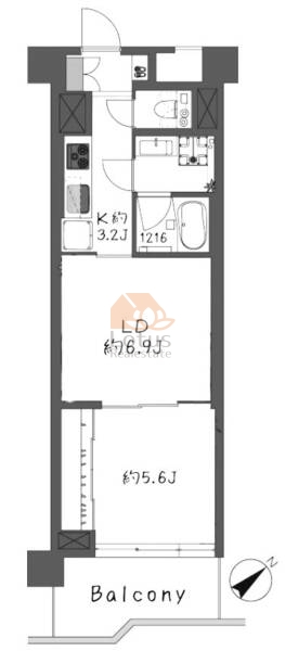 大塚台ハイツ203の間取（1LDK）
