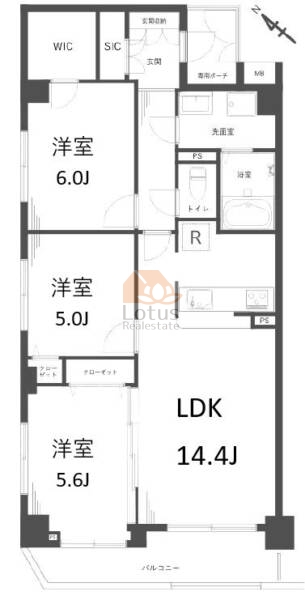 ダイアパレスグランジェ柴又301の間取（3LDK）