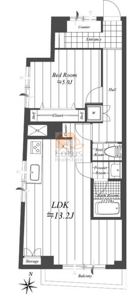 ライオンズマンション茅場町1001の間取（1LDK）