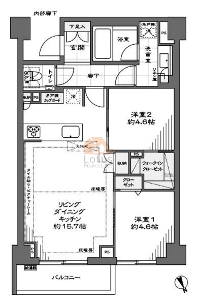 ブランズ六本木317の間取（2LDK）