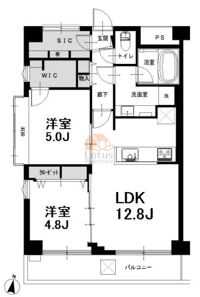 セレニティ目黒401の間取（2LDK）