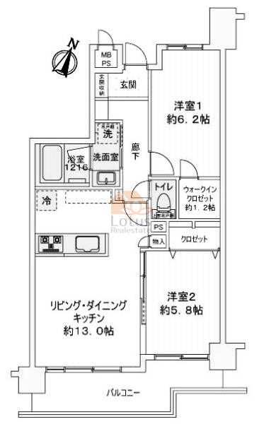 ライオンズヒルズ赤塚公園706の間取（2LDK）