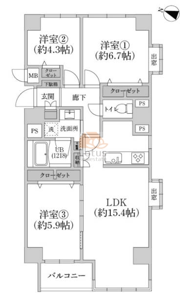 亀有ガーデンハウス401の間取（3LDK）