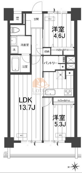 ハイネス上板橋314の間取（2LDK）