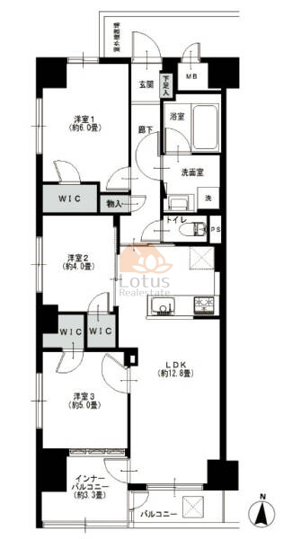 ローザリアン502の間取（3LDK）