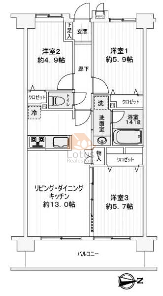 センチュリー西新井１202の間取（3LDK）