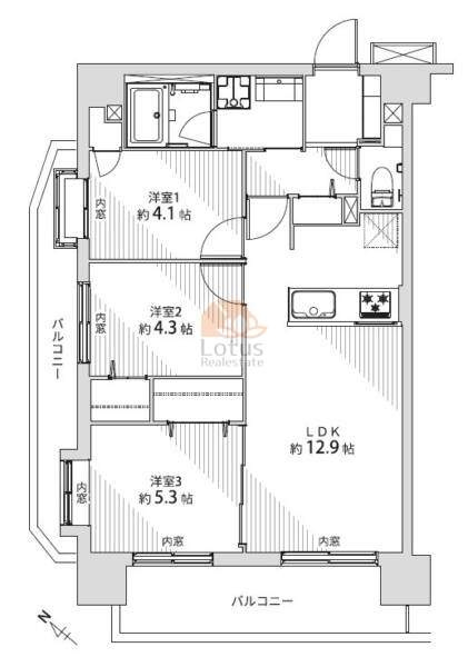 ハイホーム三ノ輪1001の間取（3LDK）