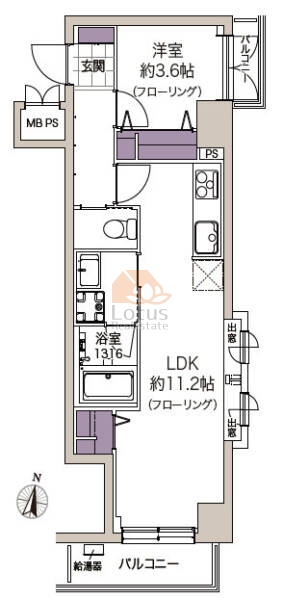 ライオンズマンション高円寺北402の間取（1LDK）