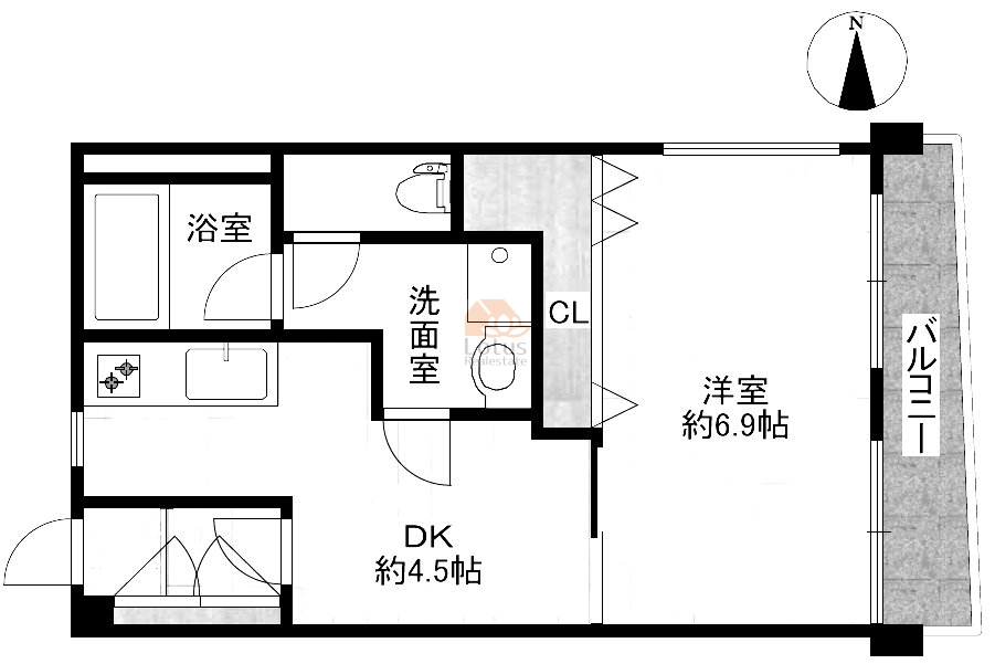チサンマンション両国801の間取（1DK）