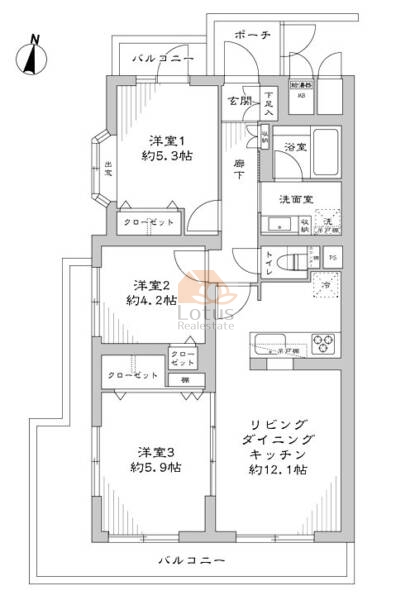 ダイアパレスグランデージ三軒茶屋301の間取（3LDK）