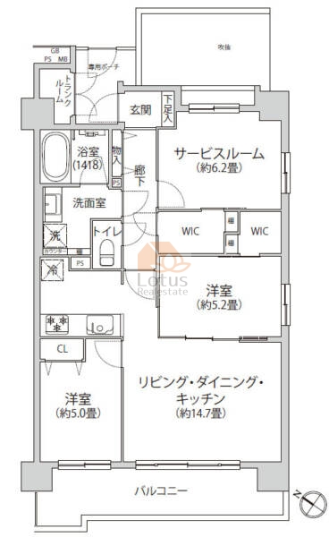 ライオンズマンション船堀駅前第２1002の間取（2SLDK）