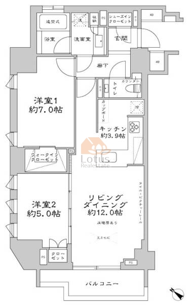 サンウッド赤坂丹後町301の間取（2LDK）