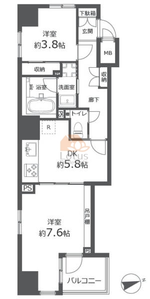 グローバン板橋709の間取（2DK）