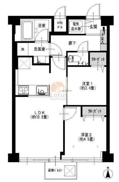 日興パレス高田馬場608の間取（2LDK）