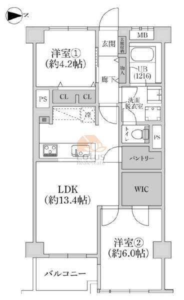 ワコー亀戸マンション403の間取（2LDK）