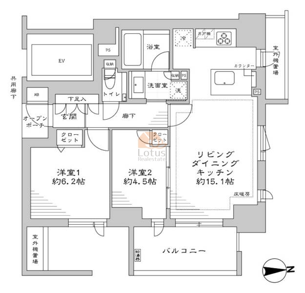 プラウド神楽坂605の間取（2LDK）