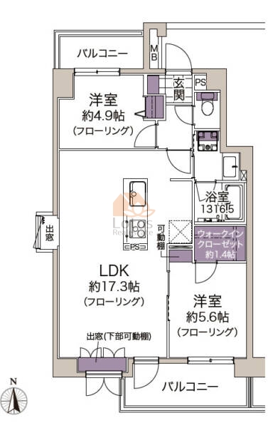 フェイム池袋西401の間取（2LDK）